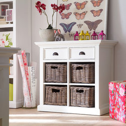 Newport Small Buffet with 4 rattan baskets - Kitchen And Dining Furniture