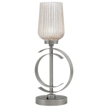 1-Light Table Lamp, Graphite Finish, 5" Silver Textured Glass