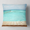 Wooden Planks on Sea Background Seascape Throw Pillow, 16"x16"