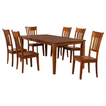 Adam 7 Piece Solid Wood Dining Set, Solid table and 6 Solid chairs