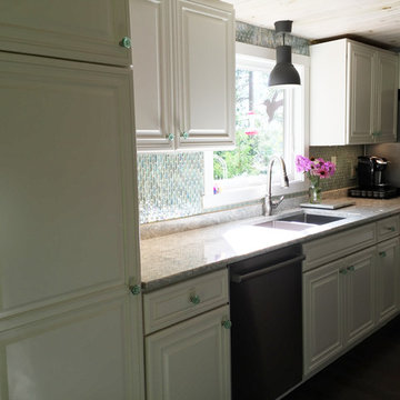 Wisconsin Residence - Oval Aqua Blue Iridescent Glass Tile Backsplash