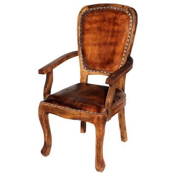 Leather Arm Chair With Light Wood Finish