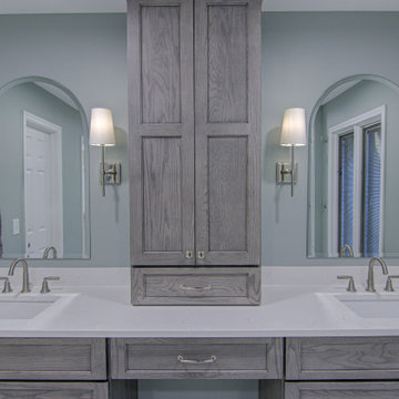 Modern Bathroom Remodel with Sleek Nickel Finishes and Hex Tile Details