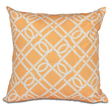 Know The Ropes, Geometric Print Outdoor Pillow, Yellow, 18"x18"