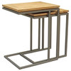 Simplicity Teak and Iron Nesting C-Tables, 2-Piece Set