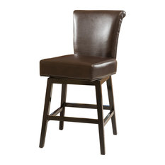 Dark Brown Bar Stools Counter Houzz Gdfstudio Bergen Dark Brown Leather Swivel Counter Stool Bar Stools And