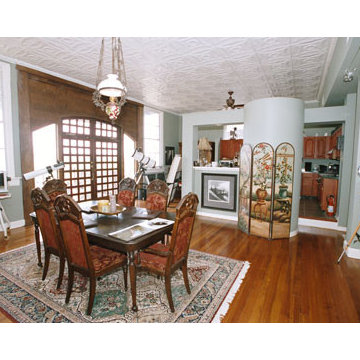 White Dining Room Ceiling with Tin