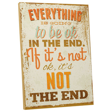 Vintage Sign "The End" Gallery Wrapped Canvas Art, 20"x16"