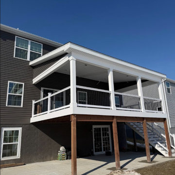 Covered Elevated Deck with Two-Tone Railing
