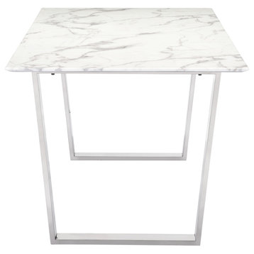 Atlas Dining Table White & Silver