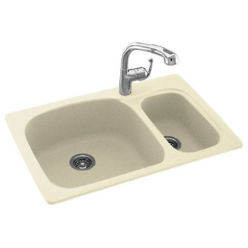 Swan 33x22x9 Solid Surface Kitchen Sink, 1-Hole, Bone