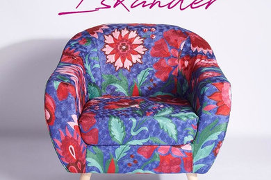 Blue-Pink Kashmiri Accent Chair