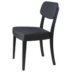 Cortesi Home - Cortesi Home Dao Dining Chair Set of 2, Black/Charcoal - This elegant and modern dining chair offers a perfect blend of style and comfort for your eating space. Designed with a compact footprint of 19 inches in width, 20 inches in depth, and a height of 32.5 inches, it provides ample seating without occupying too much room. The chair features a solid frame finished in a sleek black, which contrasts beautifully with the dark upholstered seat and backrest. The padding ensures diners are comfortably supported during meals or conversations. Its versatile design allows it to seamlessly integrate with a variety of dining room decors, from contemporary to transitional. Whether you're hosting a dinner party or enjoying a family meal, this dining chair is sure to enhance the dining experience.