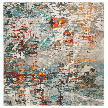 Safavieh Madison Mad471F Organic Abstract Rug, Gray and Blue, 12'0"x12'0" Square
