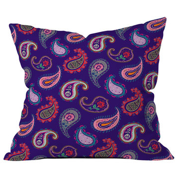 Deny Designs Pimlada Phuapradit Purple Paisleys Outdoor Throw Pillow