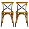 Solid Wood Frame Cross Back Dining Chairs Assembled Chairs Set of 2, Walnut