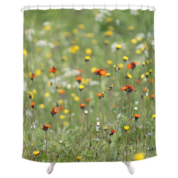 Blooming Summer Field, Fabric Shower Curtain