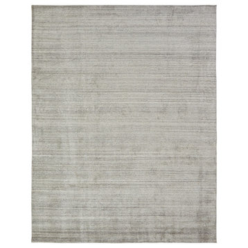 MERIDIAN Oatmeal Hand Made Wool and Silkette Area Rug, Off-White, 2'x3'