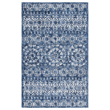 Safavieh Vintage Leather Collection TRC701N Rug, Navy/Ivory, 5' X 8'