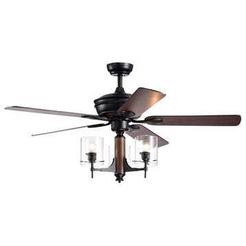 Saranac 52-" Lighted Ceiling Fans With Clear Pillar Glass Lamps