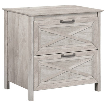 Saint Birch Megan Wood 2 drawer Lateral Filing Cabinet in Washed Gray