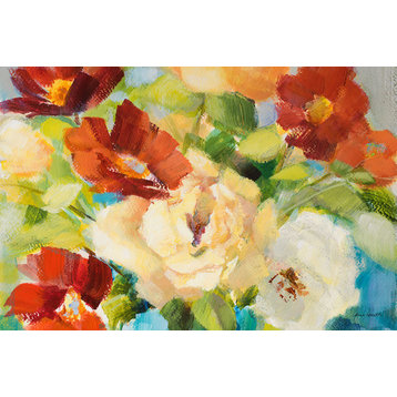 "Flowers in Teal Vase" Canvas Art, 36"x24"