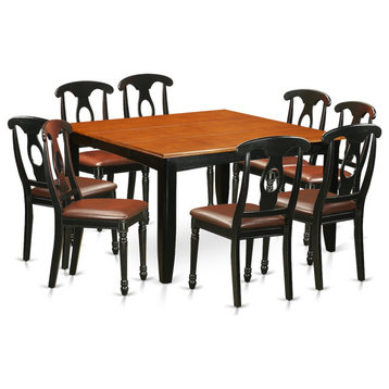 9-Piece Dining Room Set, Table and 8 Chairs, Black/Cherry