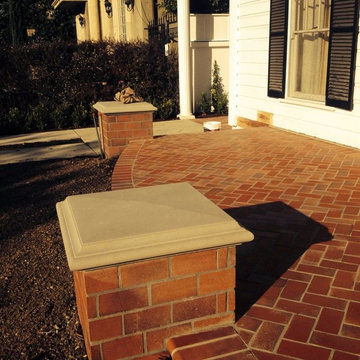 Brick Patio with Columns and Concrete Caps