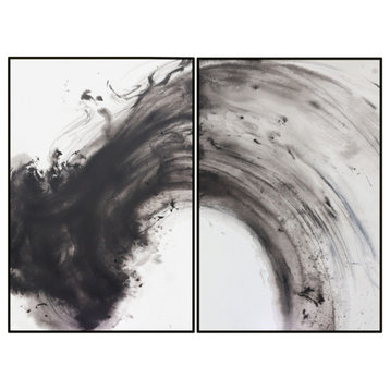 Monochromatic Abstract Artwork Set (2) | Liang & Eimil Wave