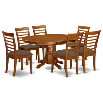7 Pc Dining room set-Oval dinette Table with Leaf and 6 Dining Chairs
