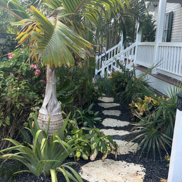 Tropical Garden Landscape with Natural Stone Pathway