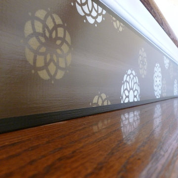 Painted Stair Risers - Brown & White Dahlia