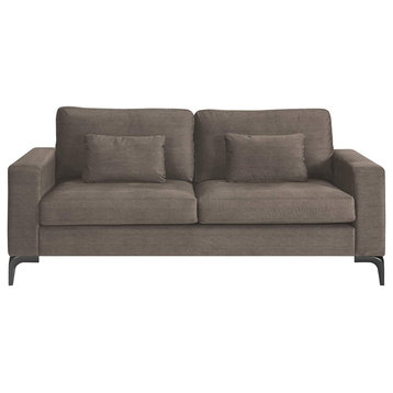 Modern Sofa, Plush Cushioned Polyester Seat With Square Armrests, Neutral