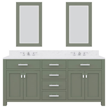 Madison 72 In. Carrara White Marble Countertop Vanity with Mirror