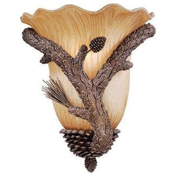 Vaxcel - Aspen 1-Light Wall Sconce in Rustic and Flush Style 14.25 Inches Tall