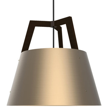 Imber 24 Pendant, Dark Stained Walnut With Diffuser, 3500K LED, Brushed Rose Gold Shade