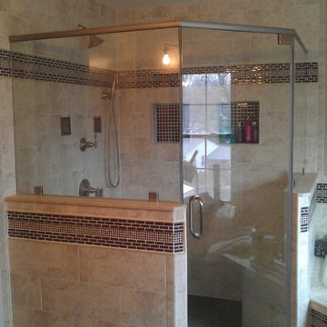 Frameless Corner Shower Door with Knee Wall