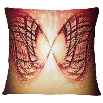 Bright Light On Red Fractal Design Abstract Throw Pillow, 16"x16"