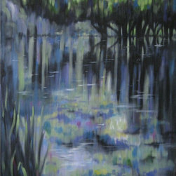 Oil Painting by Kimberley Cook - Tree reflecting in Pond - Paintings