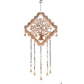 Gold Metal Eclectic Windchime, 14" x 1" x 29"