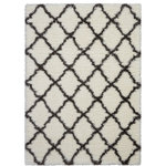 Nourison - Nourison Luxe Shag 4' x 6' Ivory/Charcoal Shag Indoor Area Rug - This exceptionally plush 2-inch-deep shag rug from the Nourison Luxe Shag Collection has the look and feel of luxuriously soft sheepskin, and makes a perfect addition to any casual room setting. Luxurious texture and Moroccan lattice pattern on soft ivory color for a warm, soothing accent.