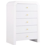 Meridian Furniture - Artisto Chest, White - Make organizing a stylish affair when you bring home this Artisto chest. This beautiful chest features an elegantly eye-catching design with its rich wood veneer white finish and its textured drawer front designs. Five drawers give you oodles of room for storing items out of sight and out of mind, and the roomy drawers make sure that organizational power is at your fingertips. For versatility, both gold and chrome handles are included with the chest.