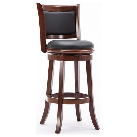 Boraam Wood Augusta Bar Height Swivel Bar Stool in Cherry Finish