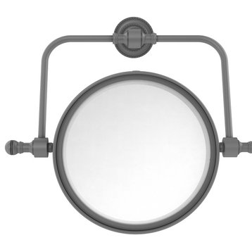 Retro Dot Wall-Mount Make-Up Mirror, 8" Dia, 2X Magnification, Matte Gray