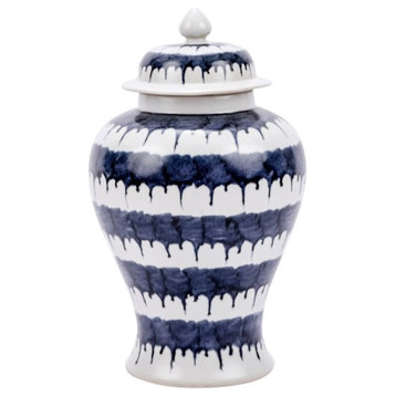 Blue & White Porcelain Drip Temple Jar
