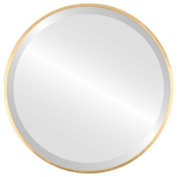 Medina Framed Round Mirror, Gold Leaf, 15"x15"