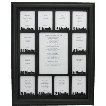 Baby First Year Picture Frame Black Picture Frame and Black Matte