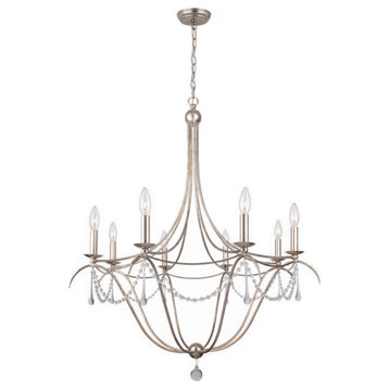 Metro 8 Light Crystal Beads Silver Chandelier