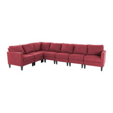 50 Most Por Armless Sectional Sofas For 2018 Houzz Gdfstudio Bridger 7 Piece Deep Red Fabric Sectional Couch Sofas