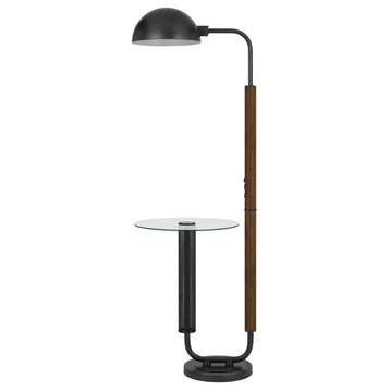 Keyser 1 Light Floor Lamp, Oak and Black